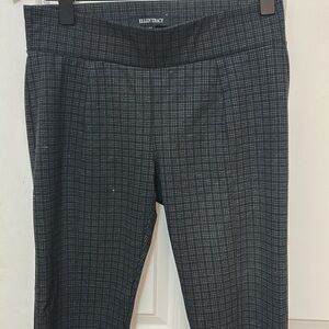 Ellen Tracy checkered Pants size small black gray elastic waist inseam 26”